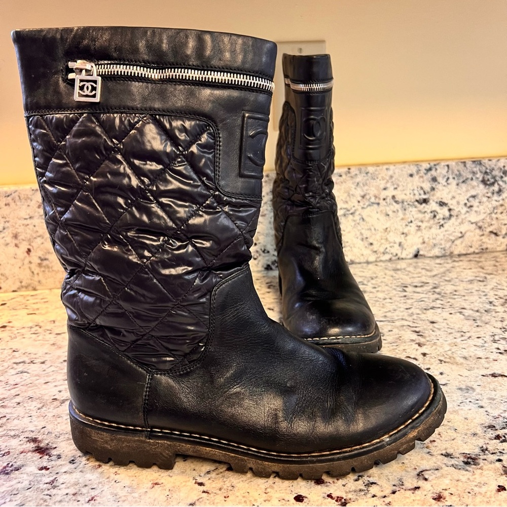 Chanel Black Moto Boot Sz 42